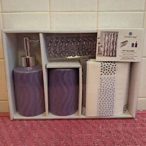 Comfort Bay Purple and White Bathroom Set